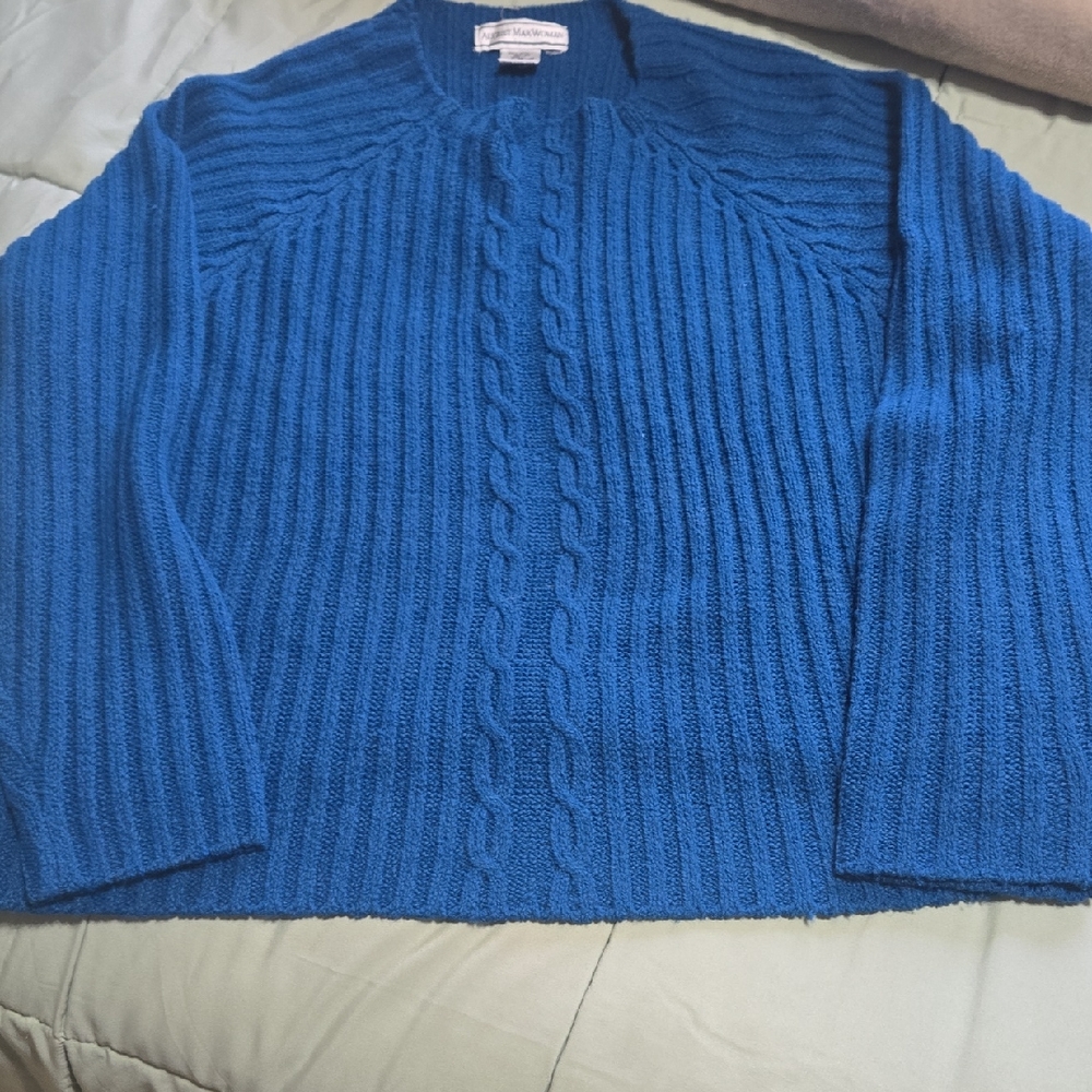 August Max Teal Cable Knit Sweater